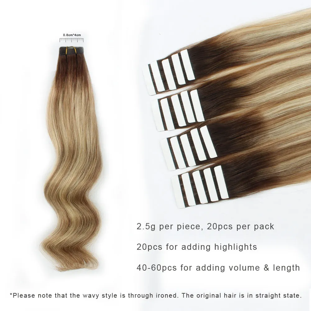 Tape In Hair Extension Rooted Highlights RP3-8/613