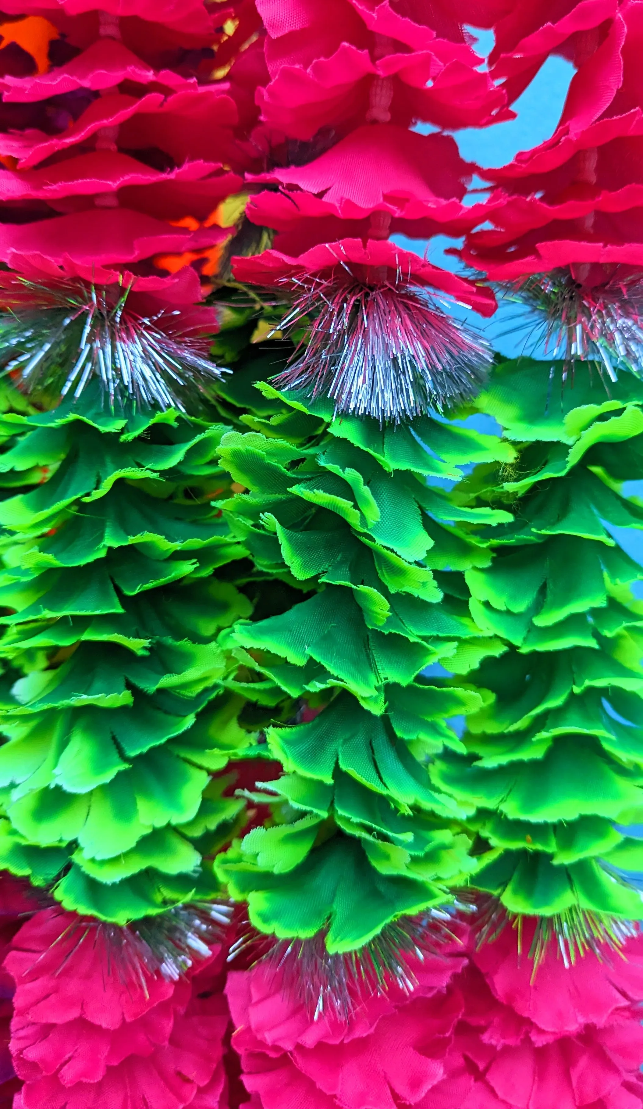 Tinsel flower garlands