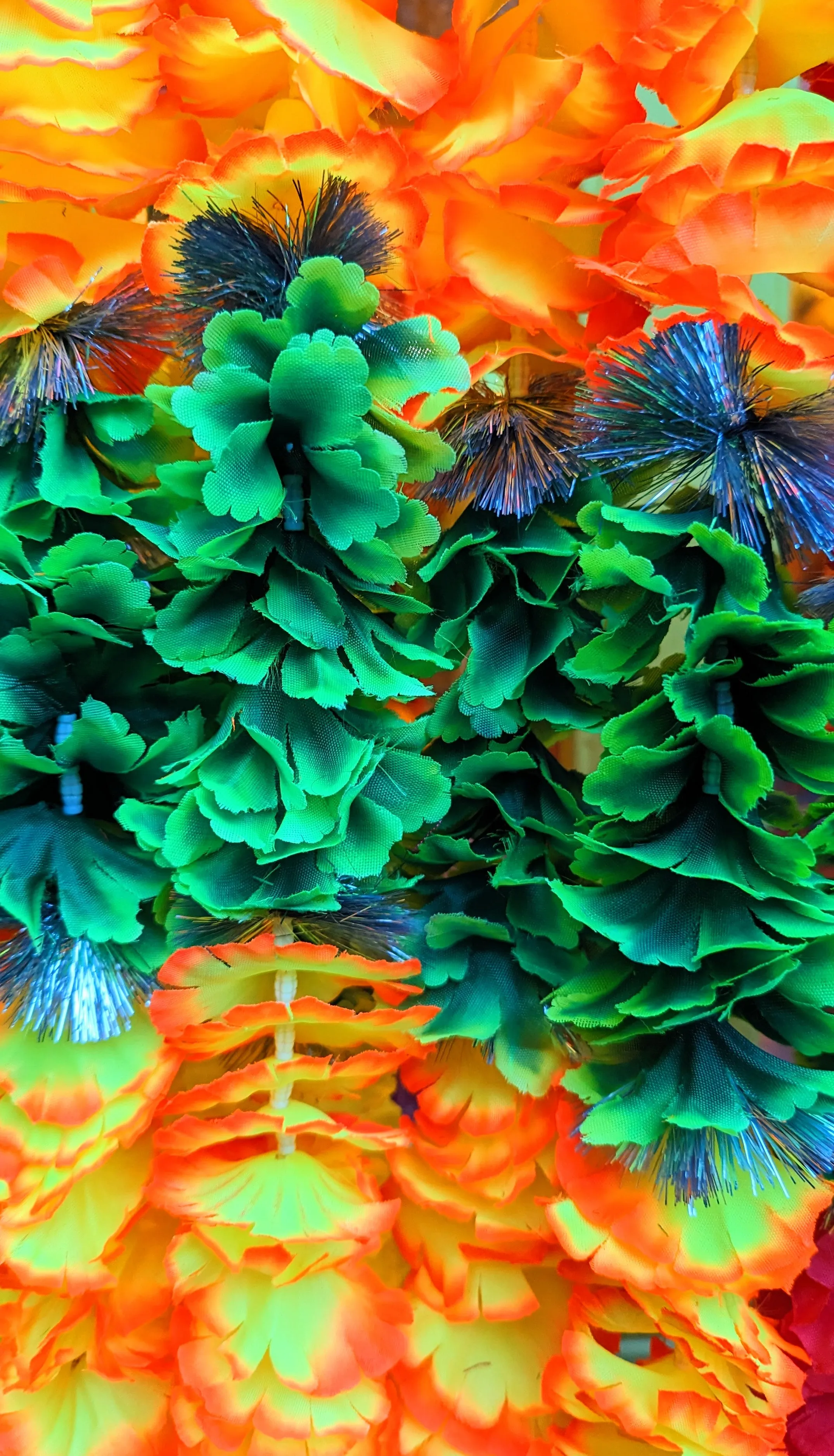 Tinsel flower garlands
