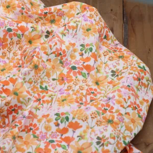 Tissu popeline de coton FLOWERS - PECHE (Vendu x10cm)