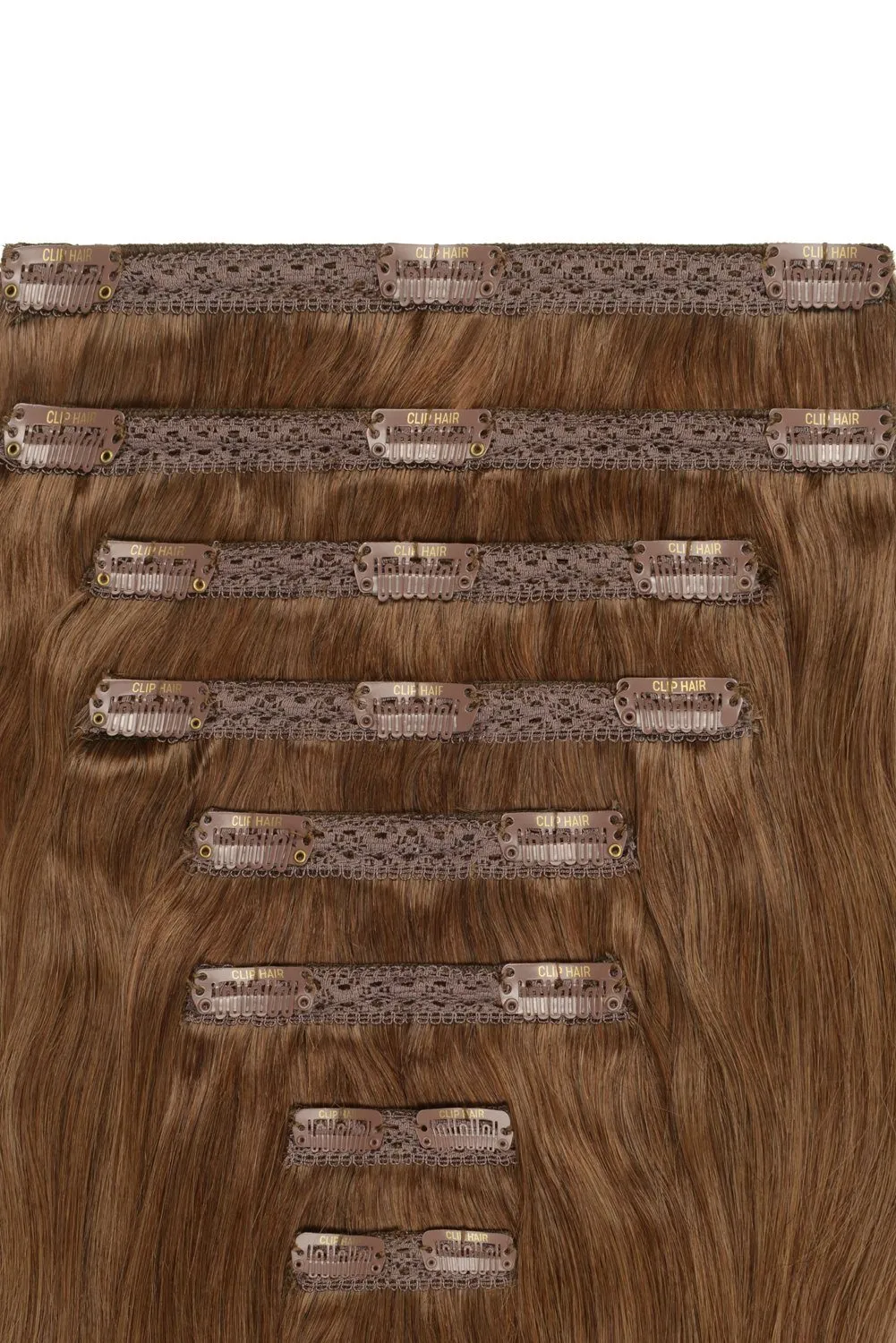 Toffee Brown (#5) Double Wefted Full Head Clip In Hair Extensions