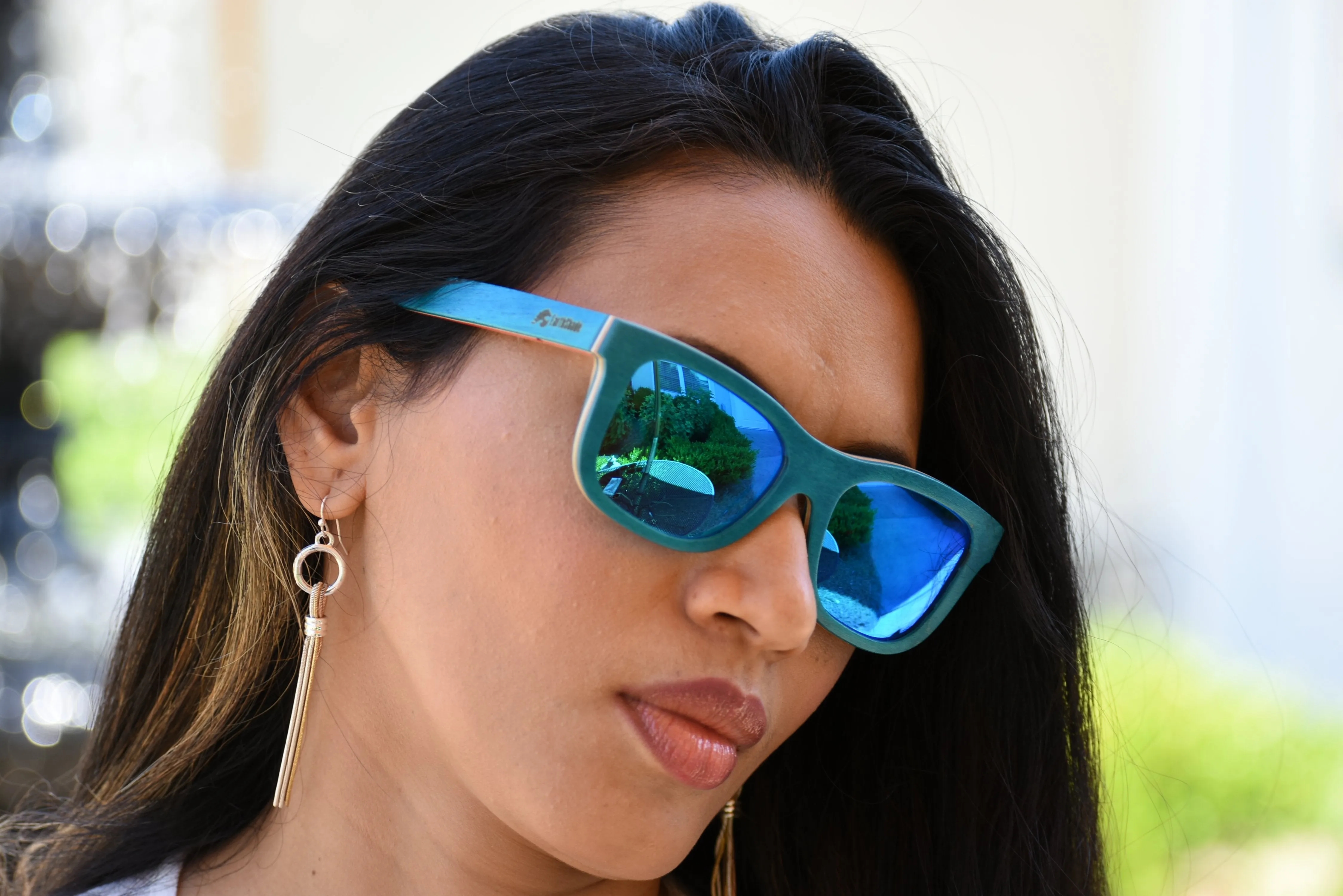 Tropical Blue Wood Sunglasses - Caribe