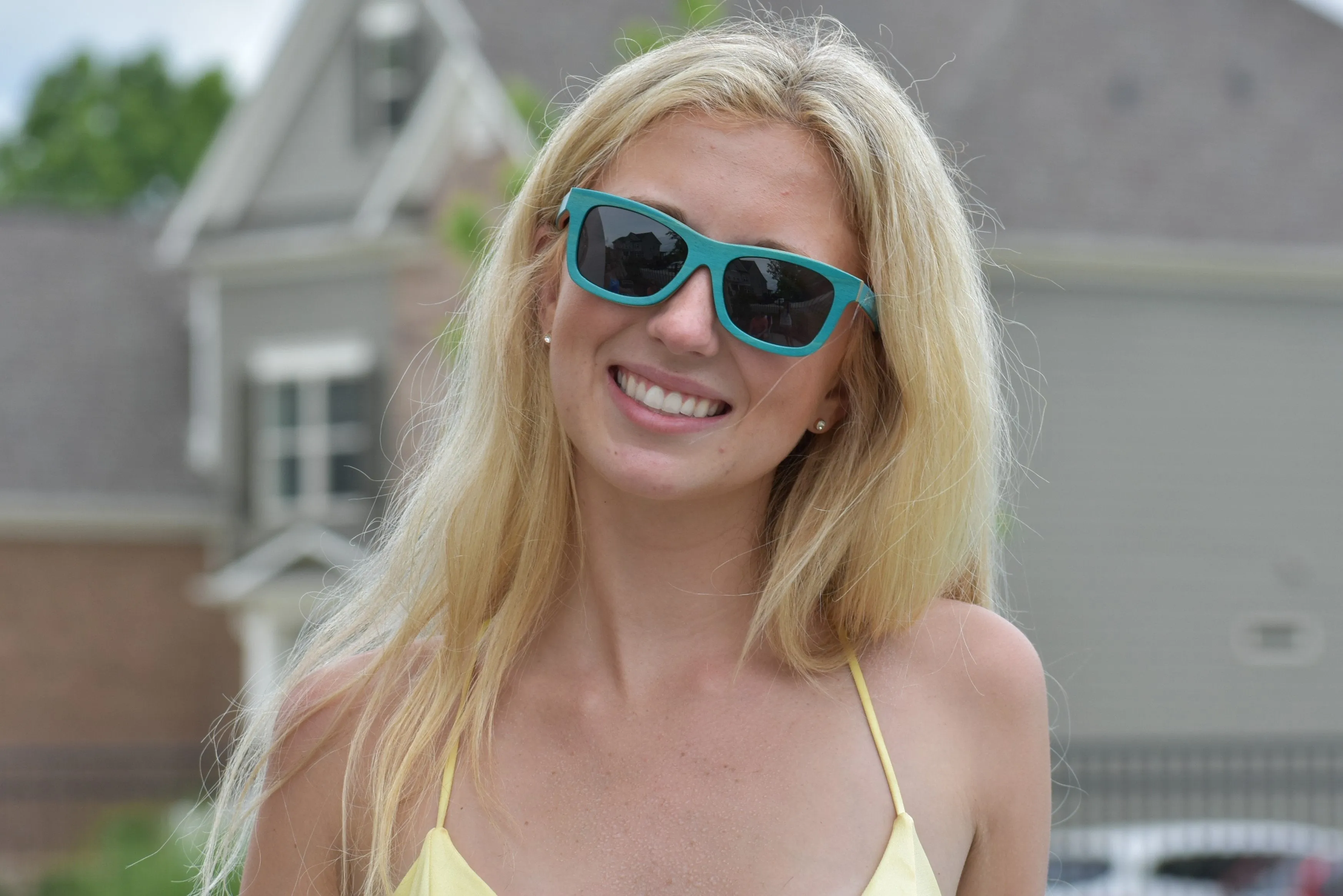 Tropical Blue Wood Sunglasses - Caribe