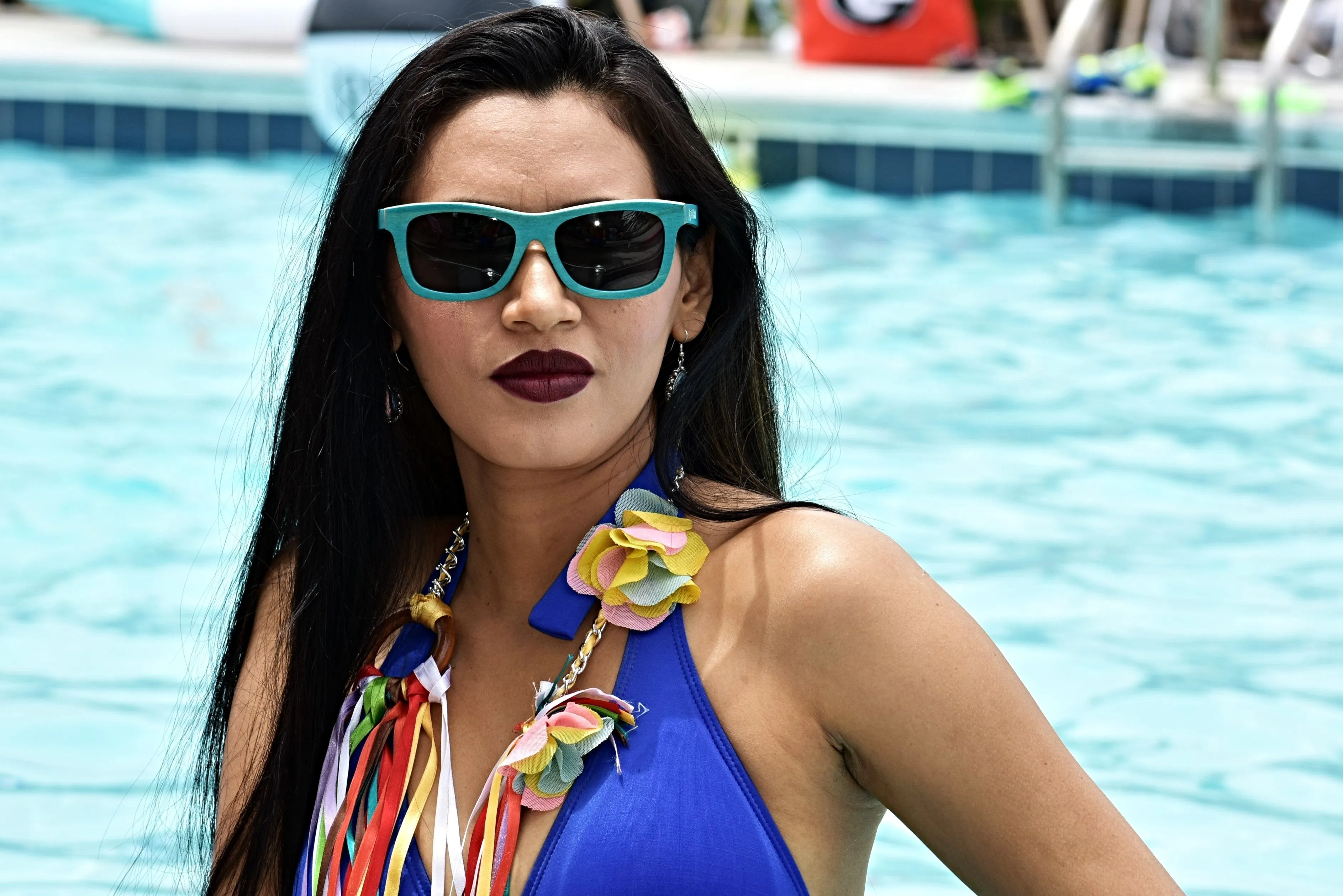 Tropical Blue Wood Sunglasses - Caribe