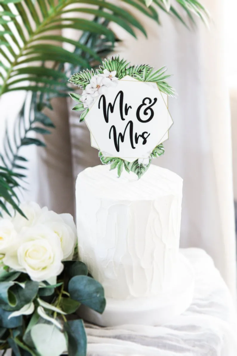Tropical Leaves Cake Topper