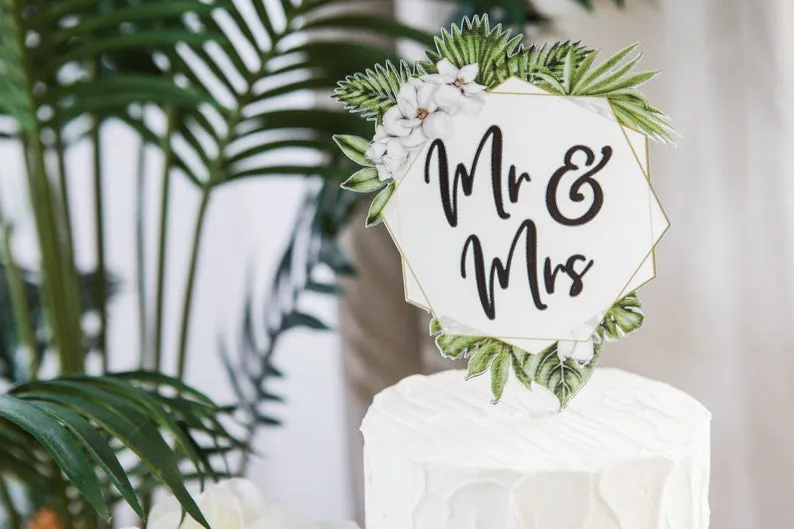 Tropical Leaves Cake Topper