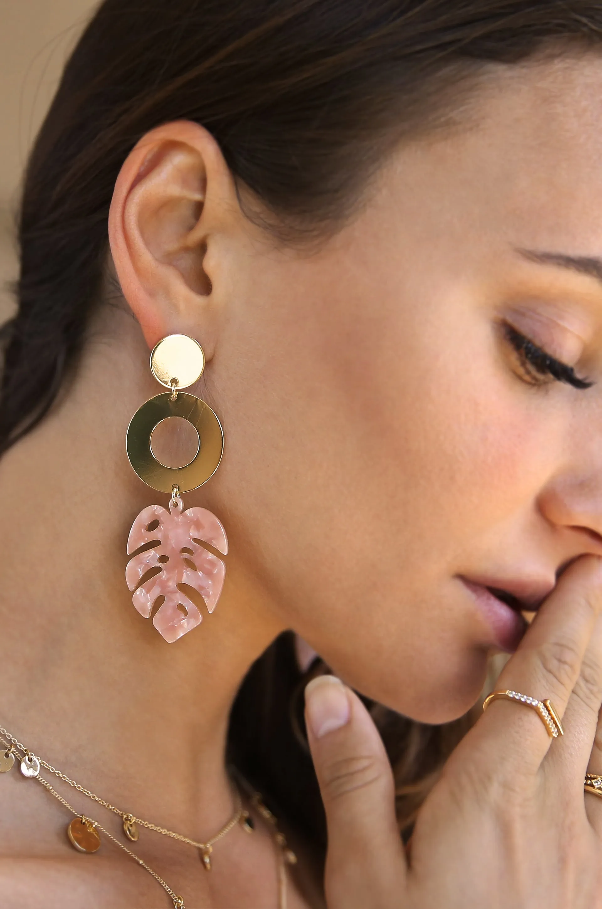 Tropics Resin Palm Leaf Earrings