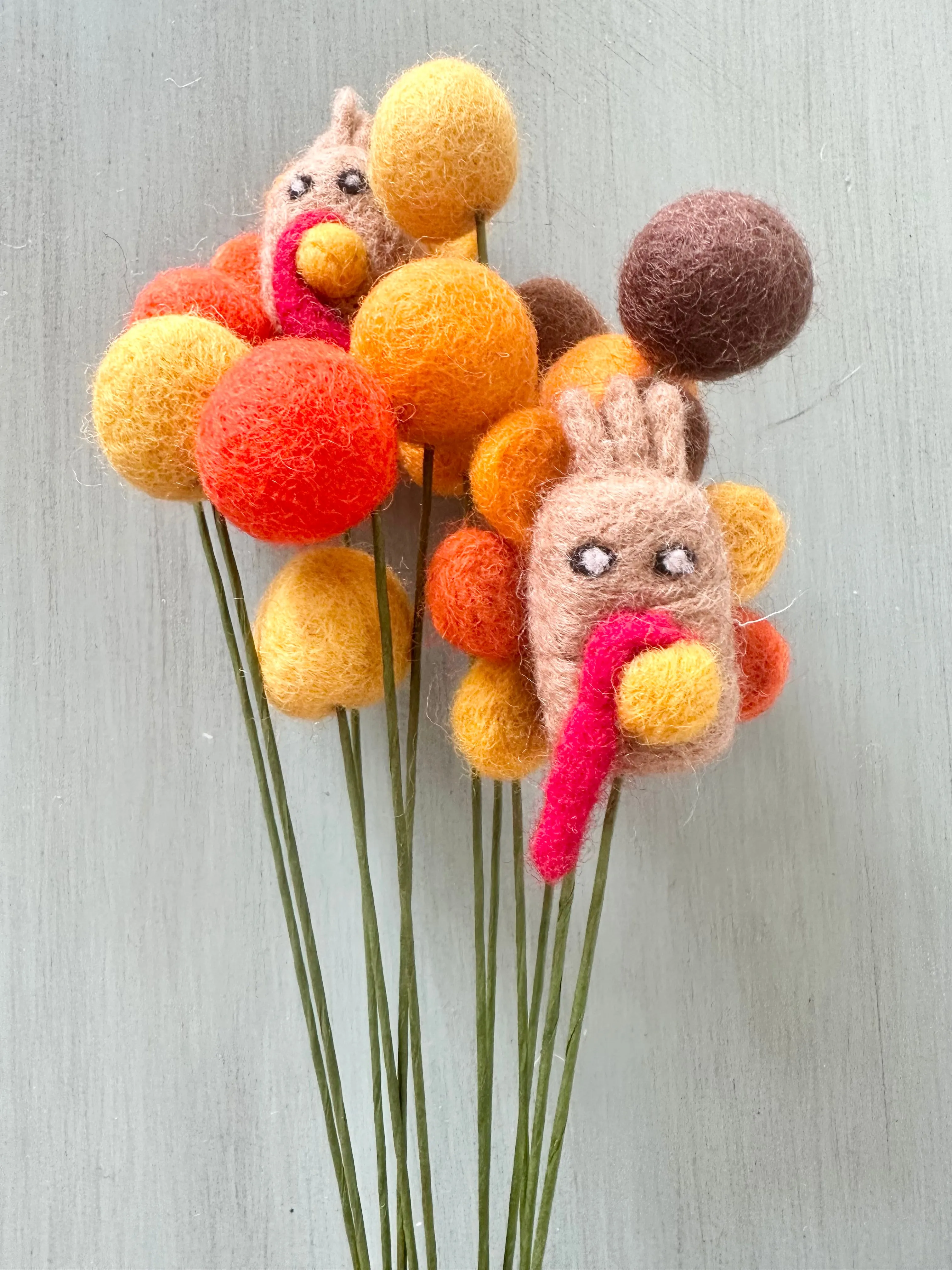 Turkey & Felt Ball Flower Bouquet