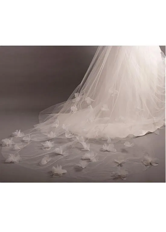Two-tier Veil With Tulle Flowers