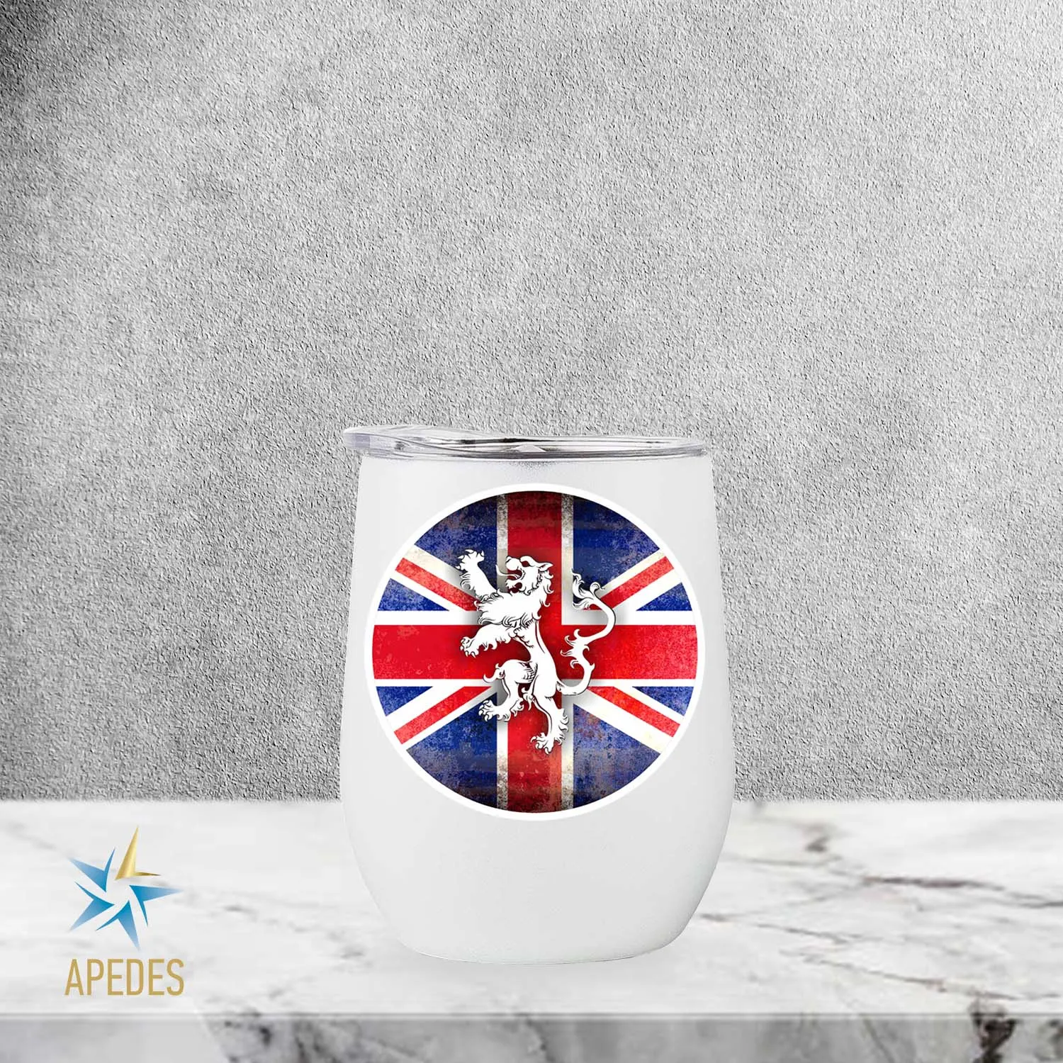 United Kingdom of Great Britain Flag Stainless Steel Stemless Wine Cup 12 OZ
