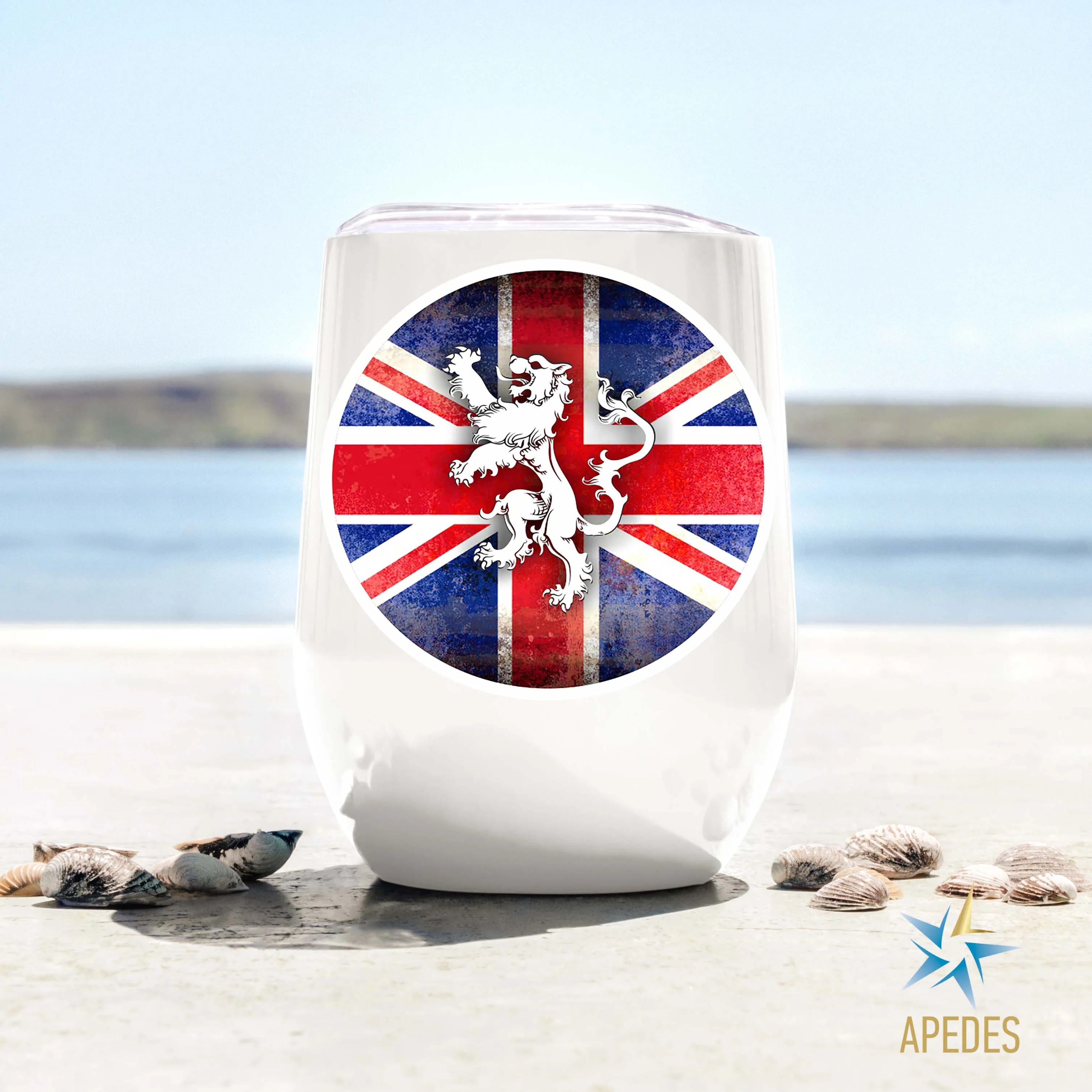United Kingdom of Great Britain Flag Stainless Steel Stemless Wine Cup 12 OZ
