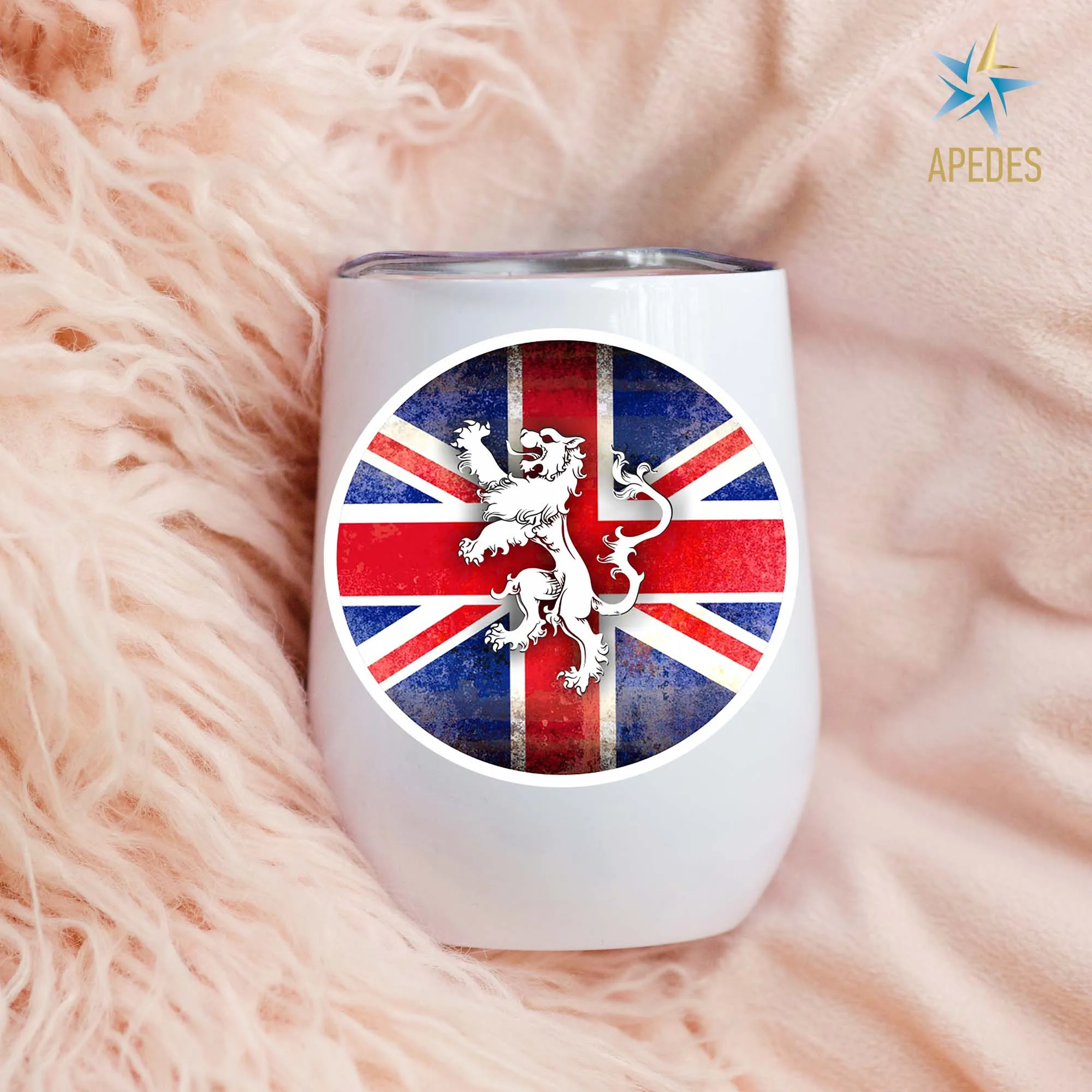 United Kingdom of Great Britain Flag Stainless Steel Stemless Wine Cup 12 OZ