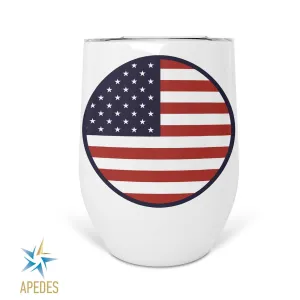 United States of America USA Flag Stainless Steel Stemless Wine Cup 12 OZ