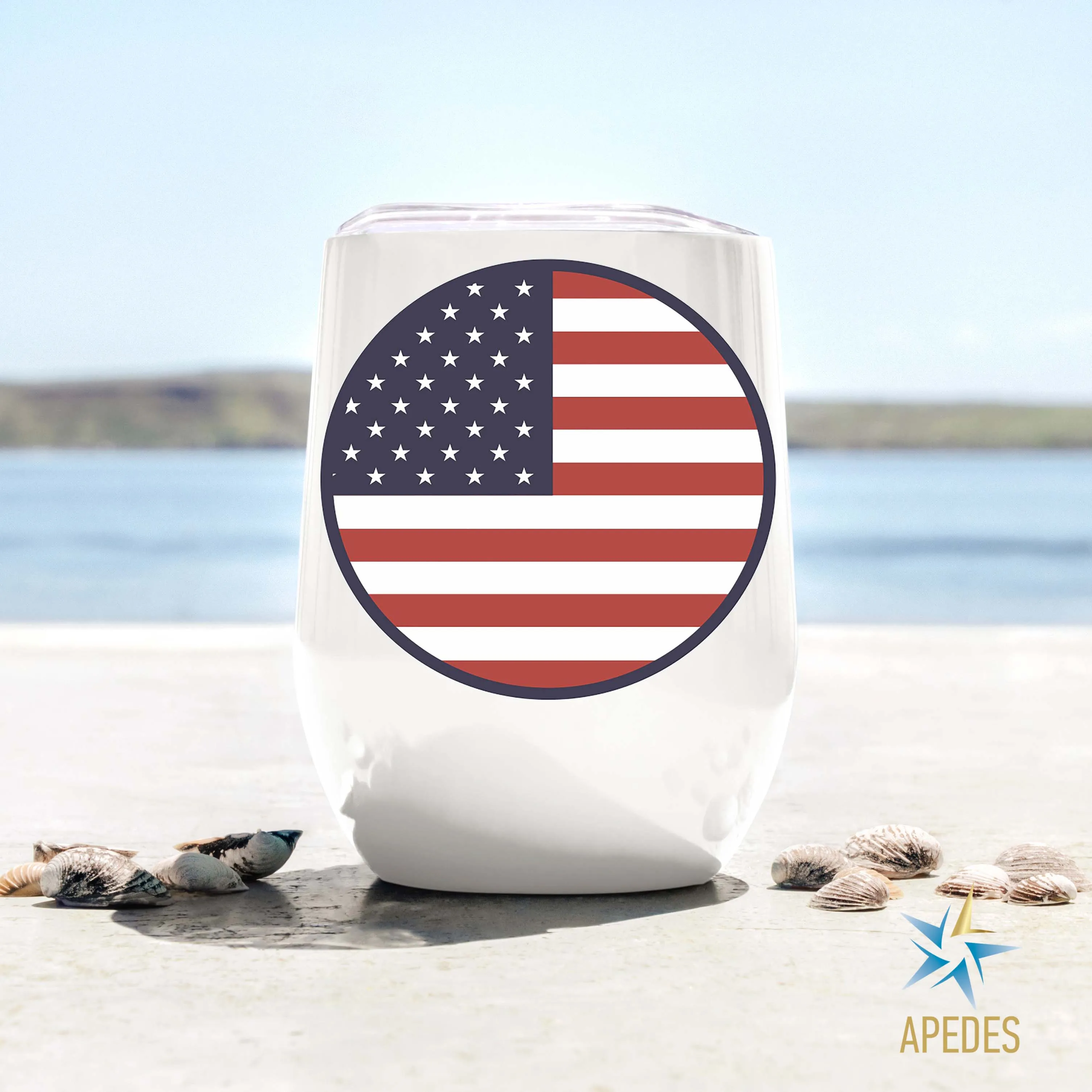 United States of America USA Flag Stainless Steel Stemless Wine Cup 12 OZ