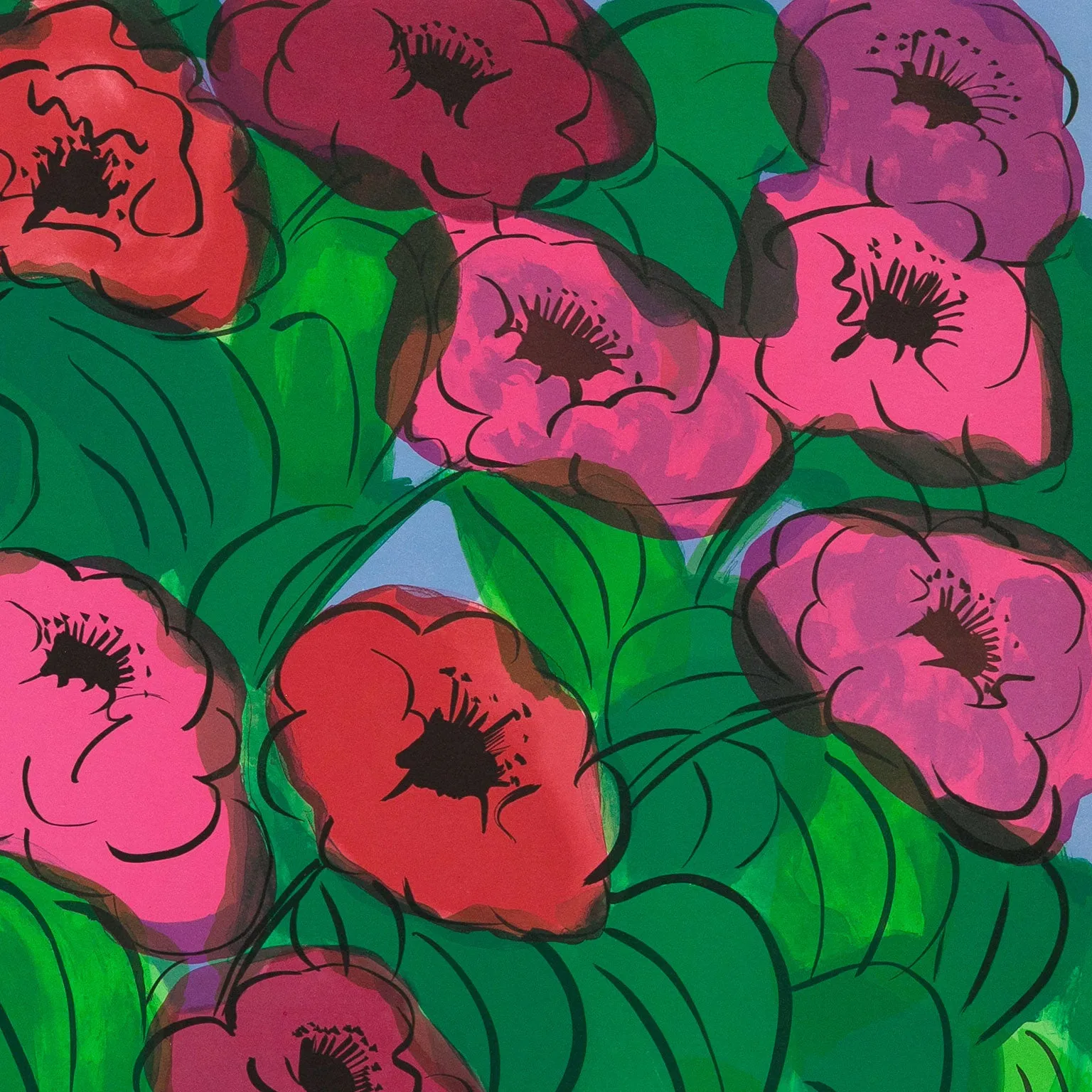 WALASSE TING "COMPOSITION WITH FLOWERS" LITHO, 1981