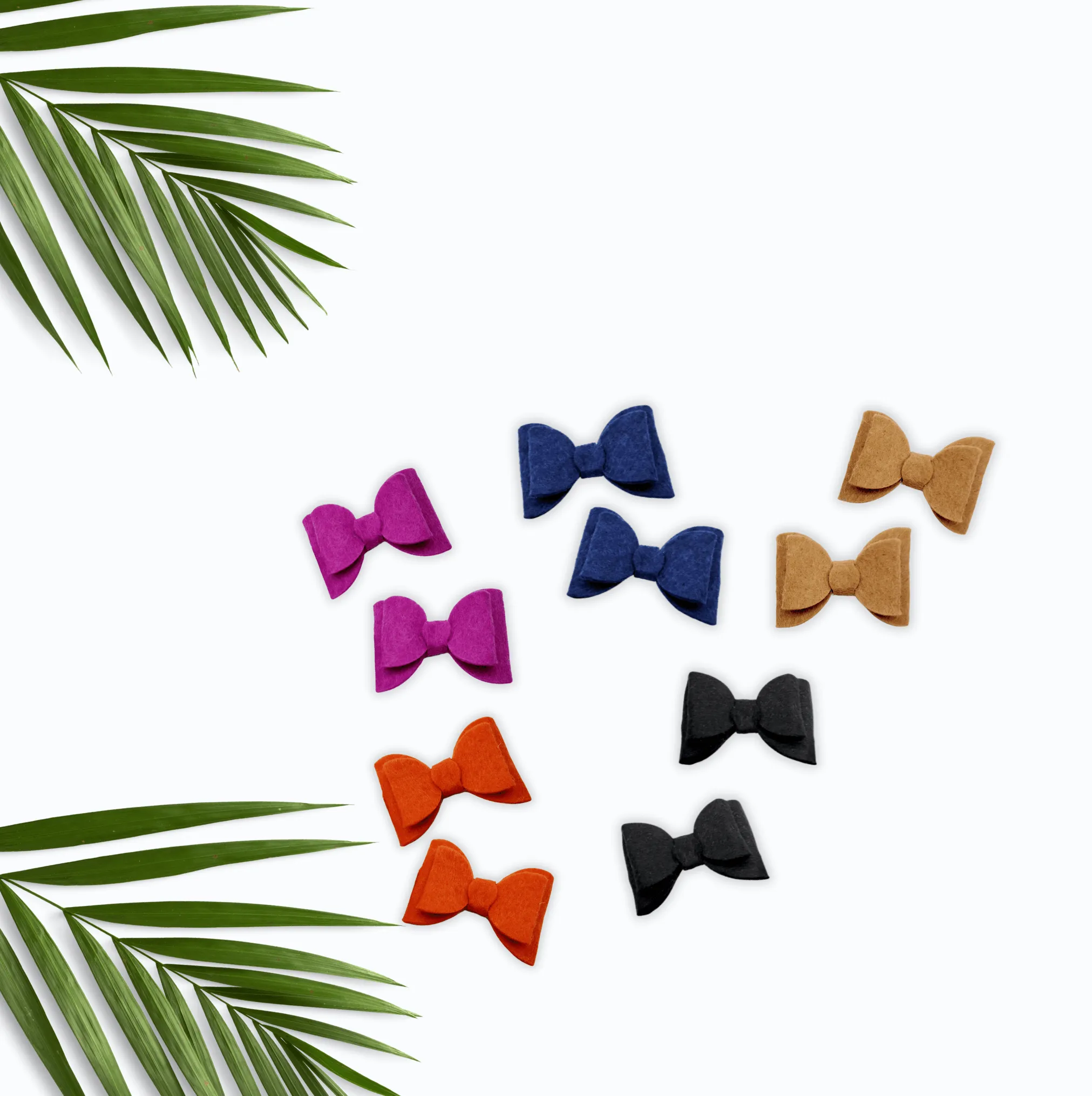 White Felt Piggy Hair Bows