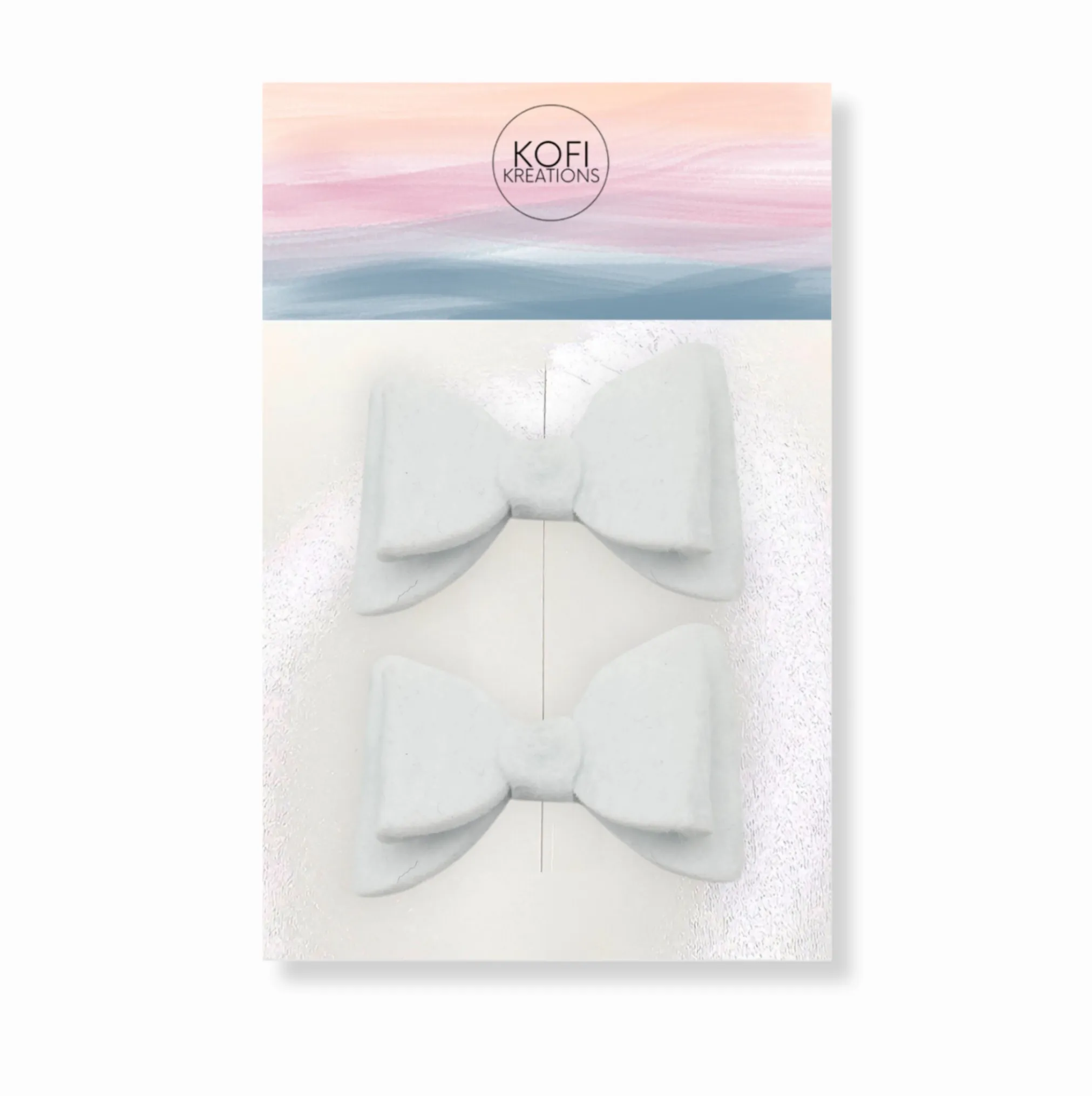 White Felt Piggy Hair Bows