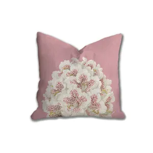 White flowers throw pillow, pink floral pillow, Interior decor, home decor, pillow cover and insert, botanical decor, tropical decor pillow