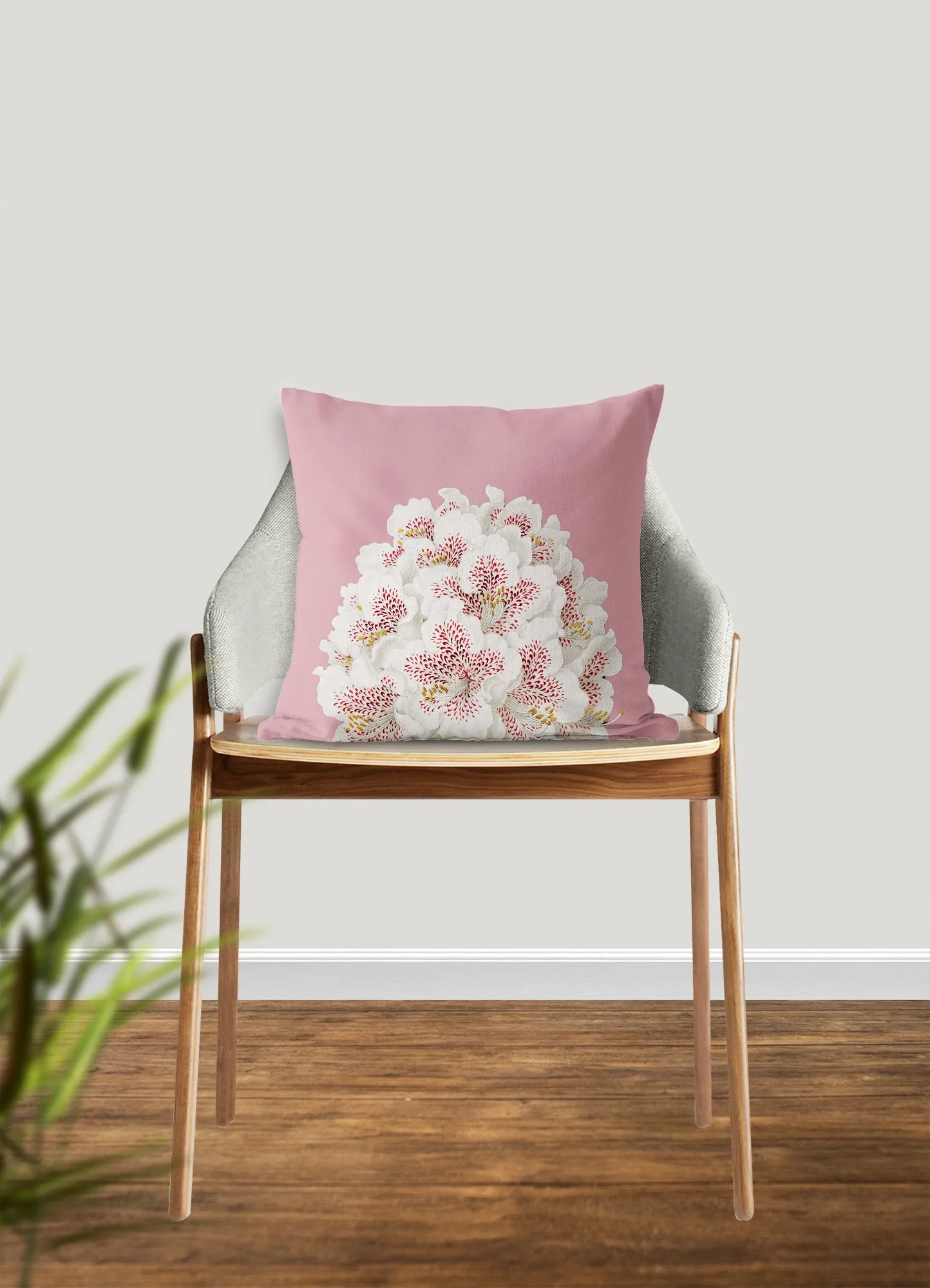 White flowers throw pillow, pink floral pillow, Interior decor, home decor, pillow cover and insert, botanical decor, tropical decor pillow
