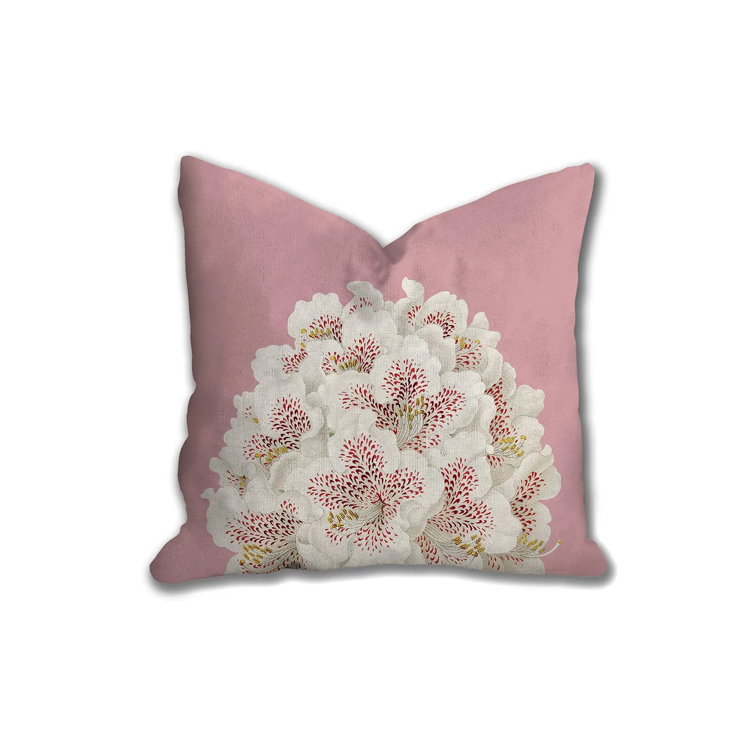 White flowers throw pillow, pink floral pillow, Interior decor, home decor, pillow cover and insert, botanical decor, tropical decor pillow