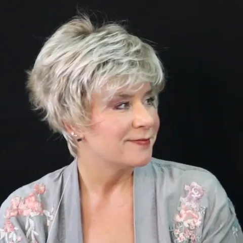 White gray short wig（Hair root black）