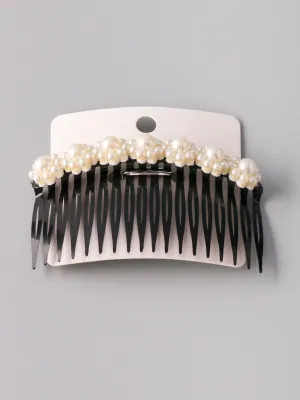 WOMEN'S WHITE FLOWERS HAIR COMB CLIP