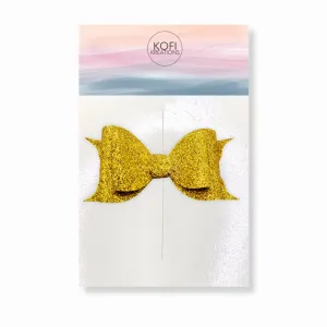 Yellow Gold Glitter Hair Bow