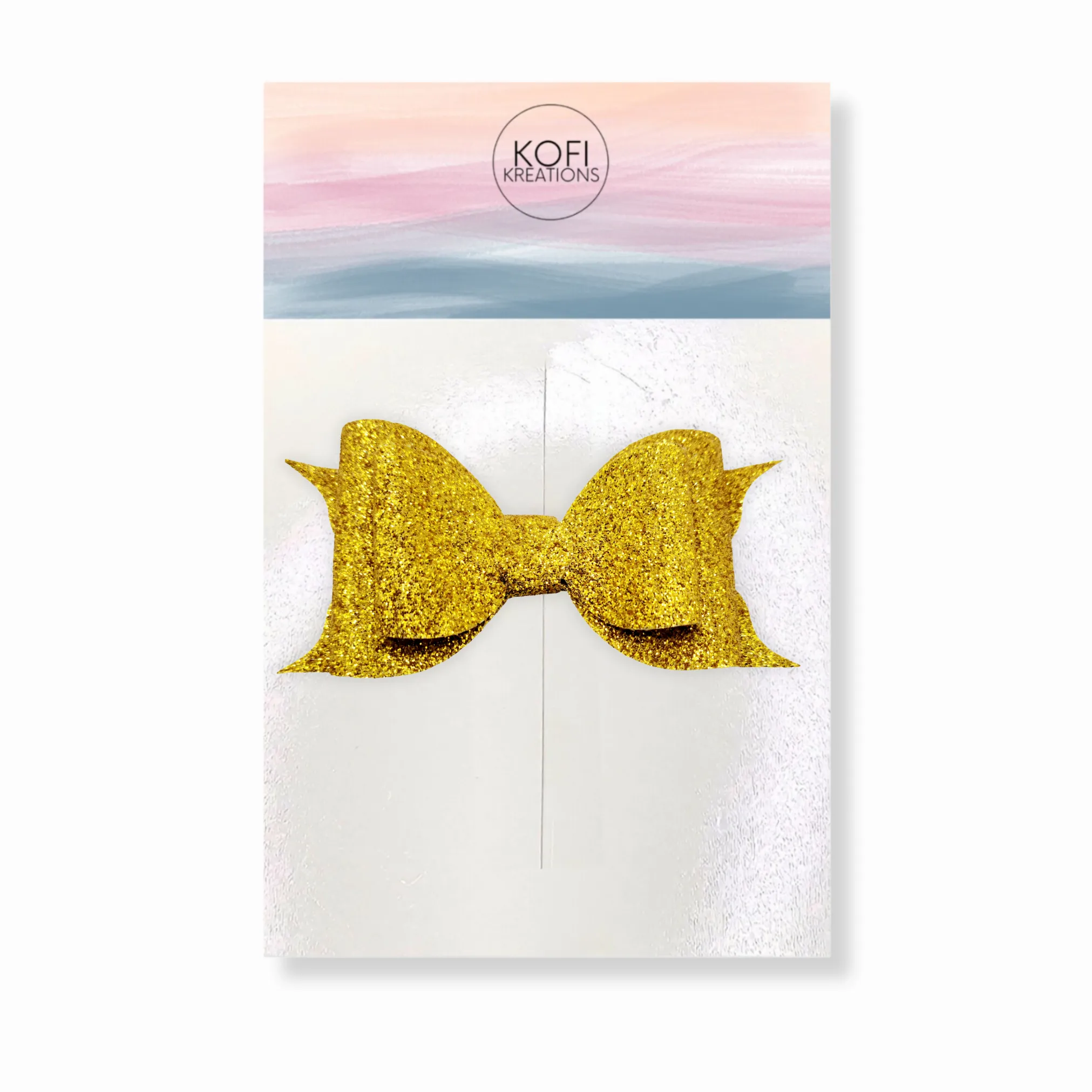 Yellow Gold Glitter Hair Bow