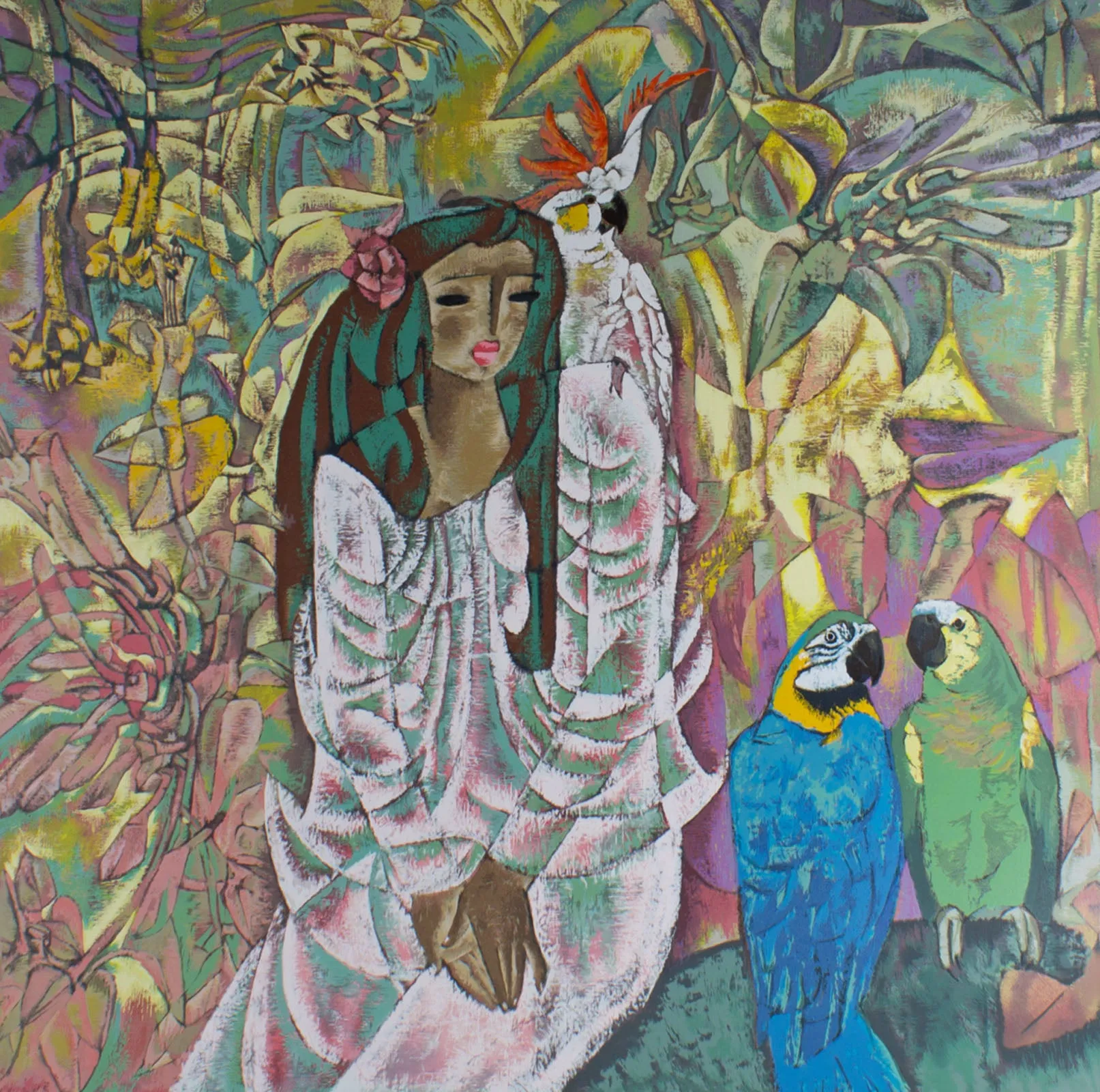 Zhou Ling Signed 1990 “Quiet Moment” Artist’s Proof Serigraph